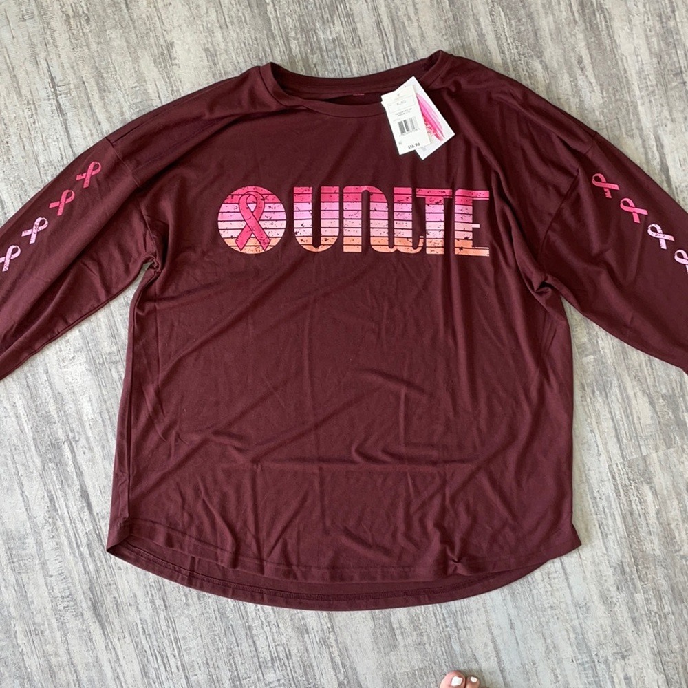 NWT XL pink ribbon unite long sleeve shirt - Picture 1 of 3